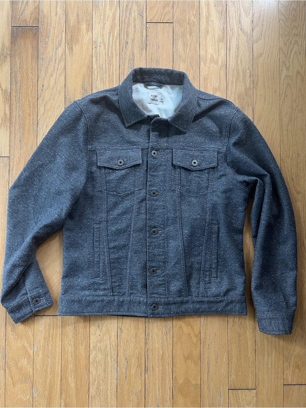 Flint and Tinder Donegal Wool Trucker Jacket in Speckled Dark Gray  Huckberry